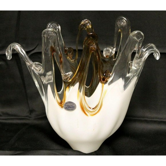 1980s Modern Contemporary Murano Italian Large Glass Vase Brown Swirl Abstract - Picture 3 of 10